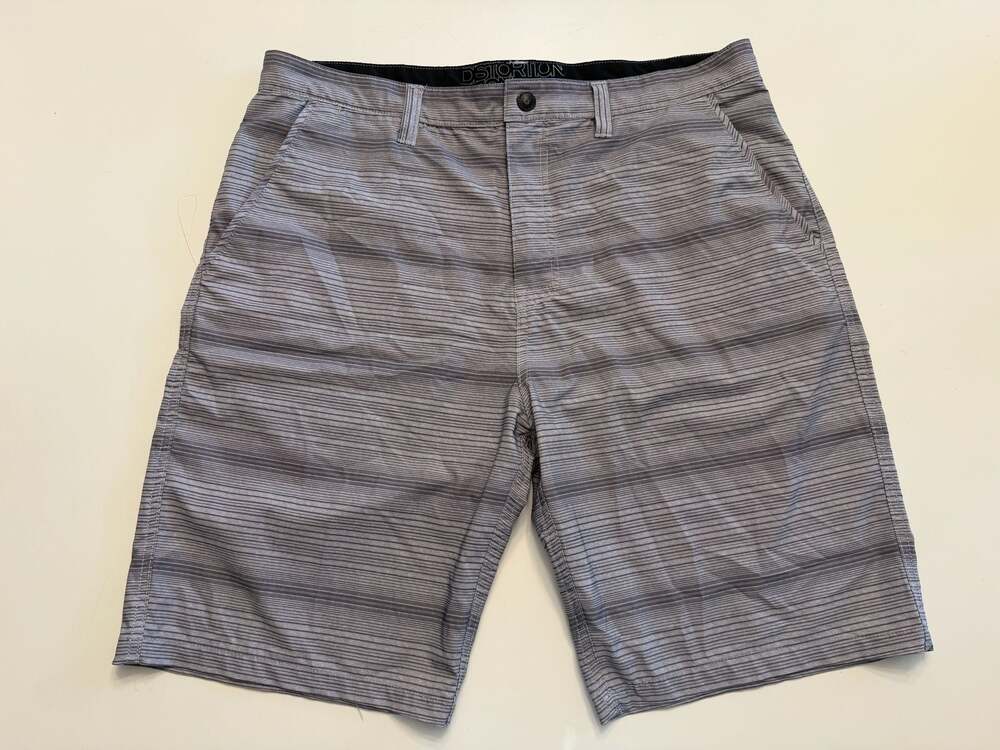 Distortion Men's Gray Striped Hybrid Board Shorts Size 36